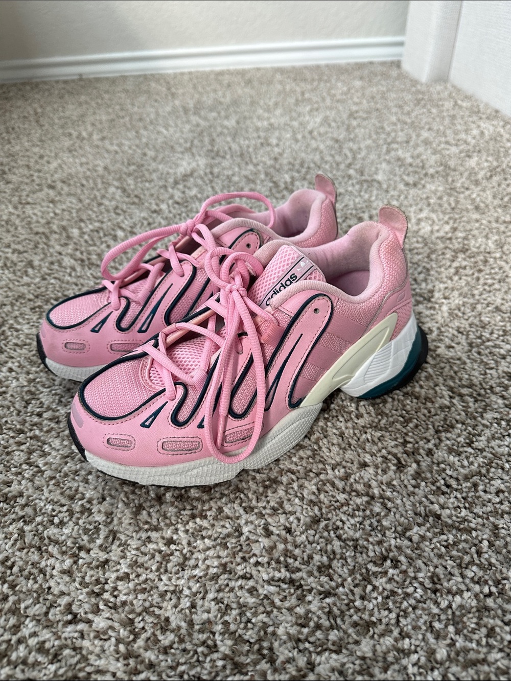 Adidas Pink Sneakers with Navy Trim